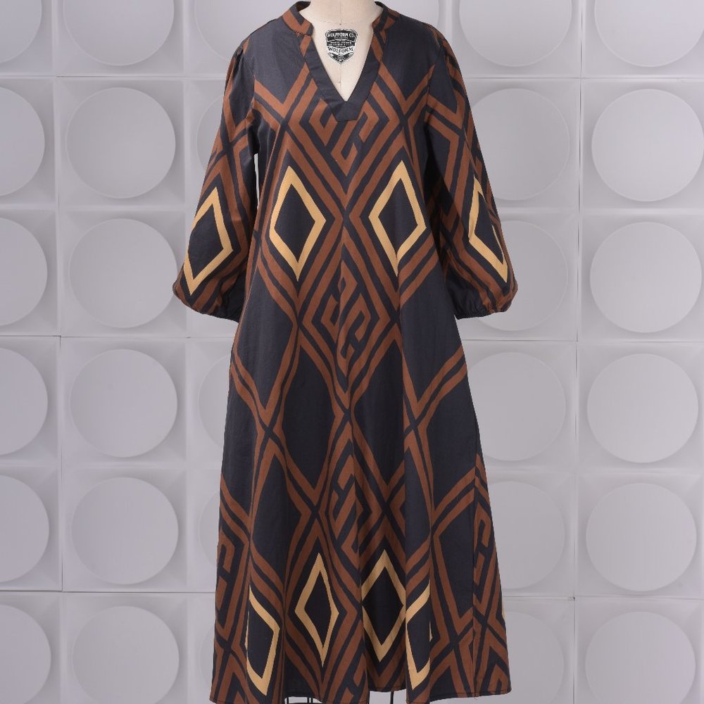 Patterned MidI Dress | Anthropologie | Sz XS |